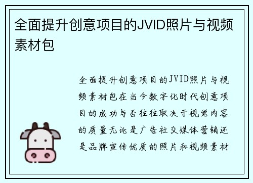 全面提升创意项目的JVID照片与视频素材包